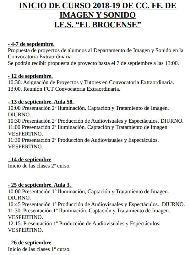 inicio de curso 18 19