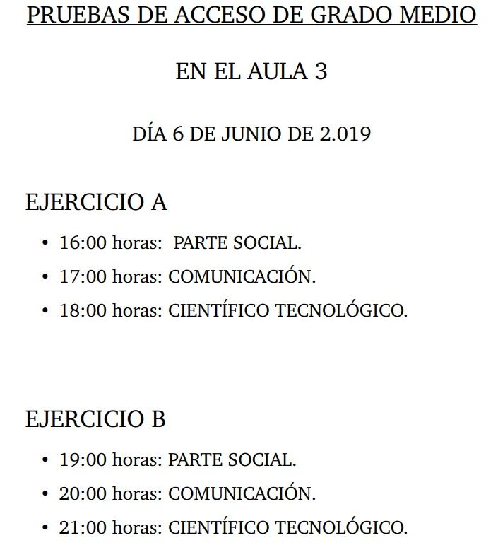 Pruebas de acceso grado medio