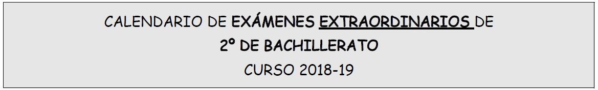 Calendario Exámenes Extra 18 19