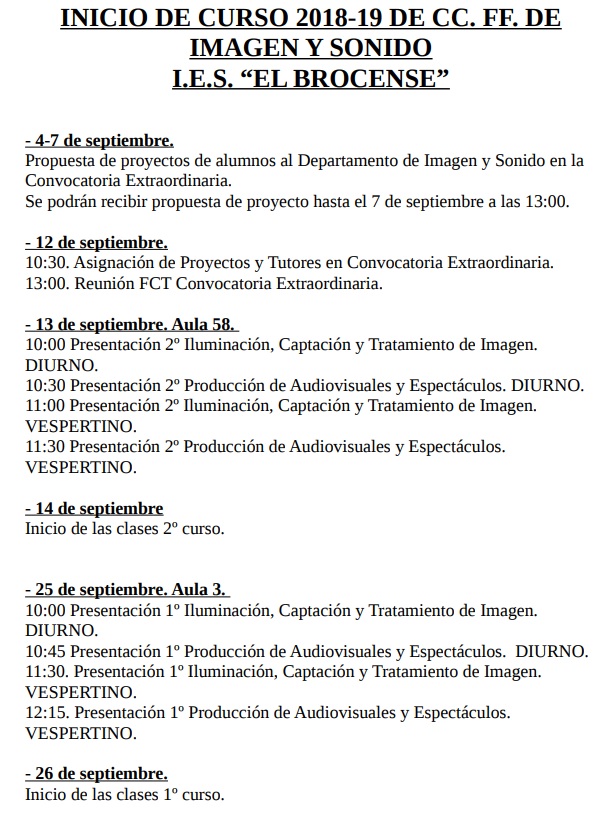 inicio de curso 18 19